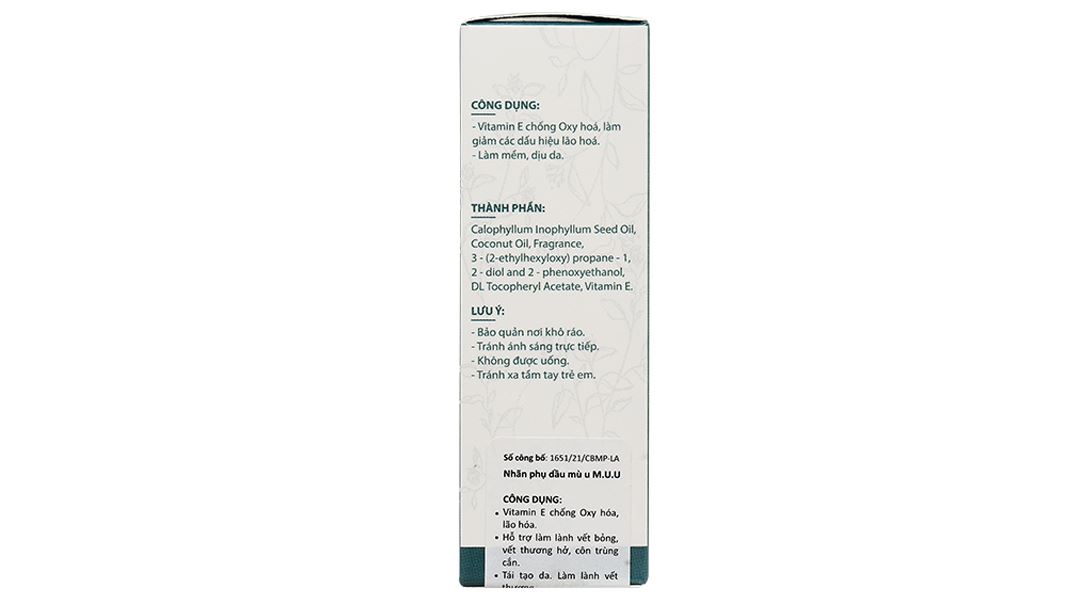 Dầu mù u M.U.U hỗ trợ làm lành vết bỏng, vết thương hở, côn trùng cắn chai 50ml - 11